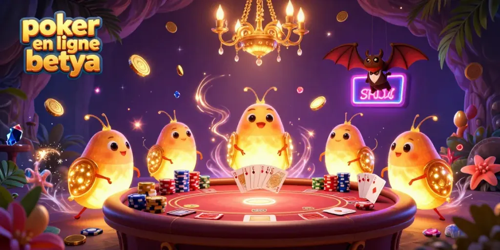 Experience poker en ligne betya with glowworms in a vibrant cave casino scene filled with action and excitement.