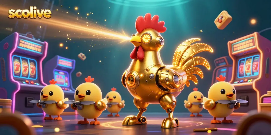 Socolive delivers an engaging gaming experience with a golden rooster robot in a vibrant casino setting.