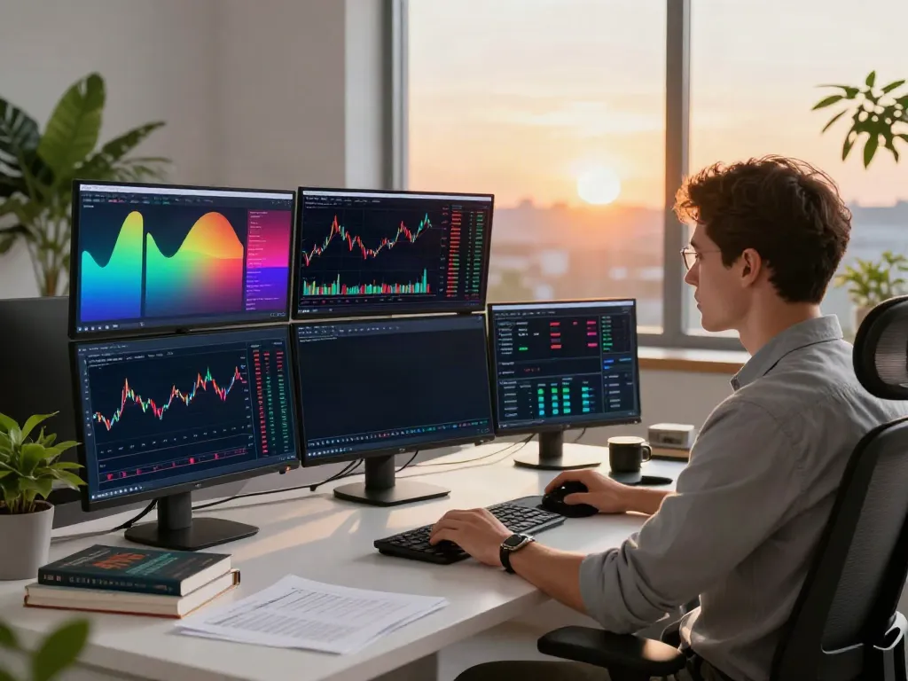 Professional trader at tradingview官网 workspace analyzing market charts and data