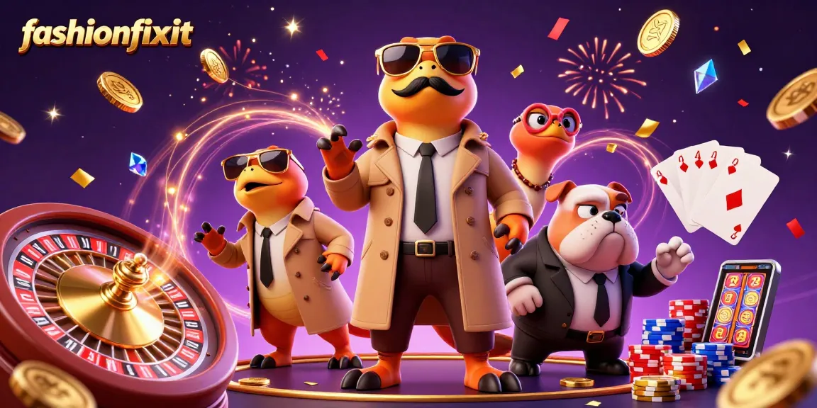 Engage in thrilling casino action with fashionfixit; cartoon raptors sneak into VIP lounge amid golden coins and dazzling gems.