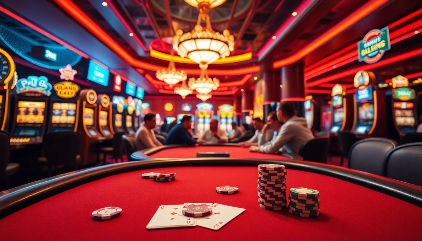 Bermain bbni4d di meja poker klasik dengan suasana kasino yang ceria.