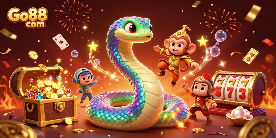 Experience thrilling jackpots and vibrant gaming adventures at Go88 com with a colorful 3D illustration featuring magical elements.