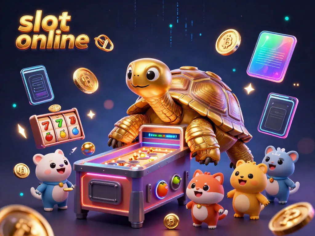 Engage in the exciting world of slot online with a dynamic scene featuring golden tortoise pinball machine.