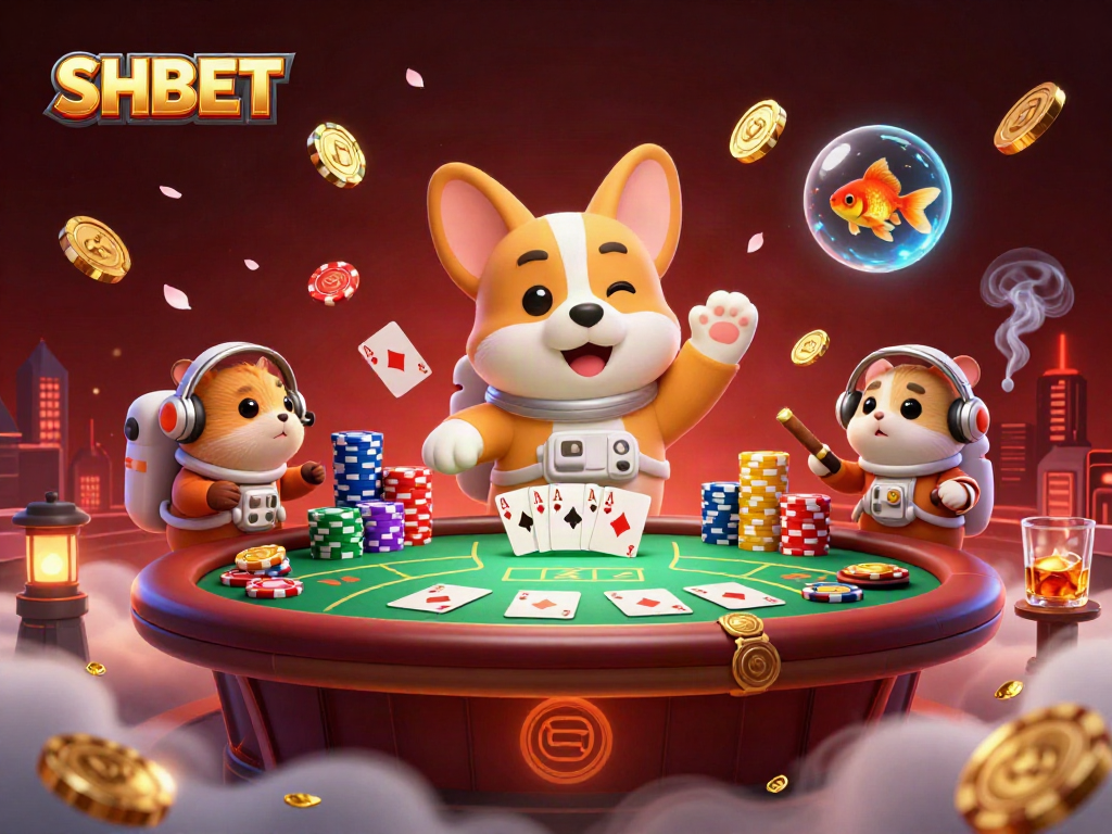Experience thrilling gaming moments with SHBET and vibrant casino illustrations featuring an astronaut corgi.