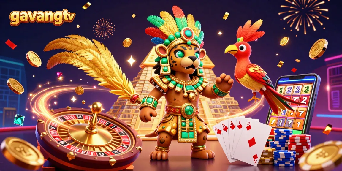 Engage with the excitement at gavang tv featuring a dynamic casino illustration with vibrant characters and elements.