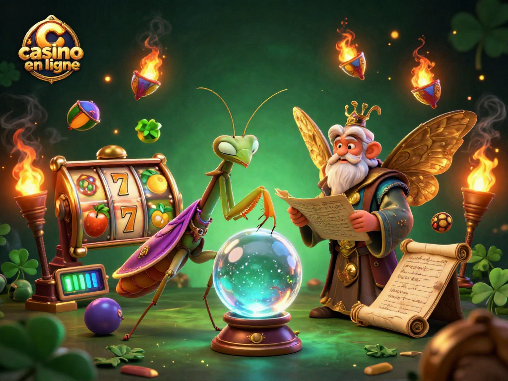 Jouez au casino en ligne avec cette illustration colorée mettant en scène des éléments de jeux de machines à sous.