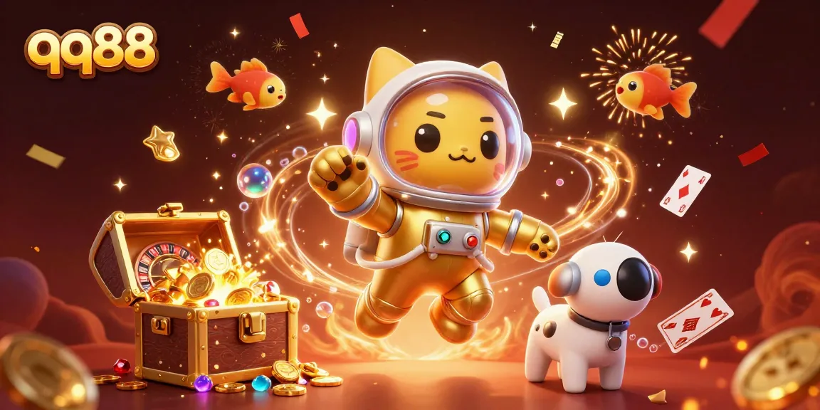 Play with qq88's exciting games in a vibrant casino scene filled with fun elements and lively characters.